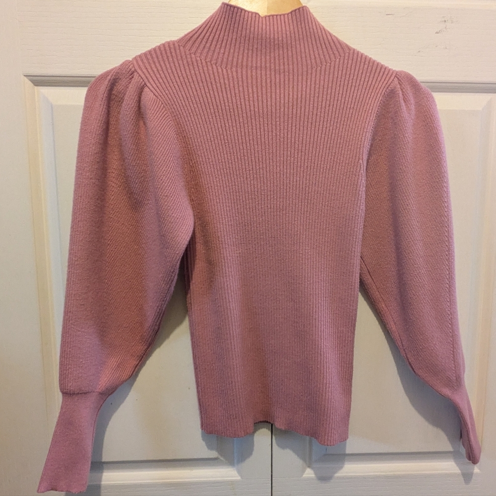 Wild Pony Pink Rose Ribbed Sweater Puffed Long Sleeves Size Small New With Tags!